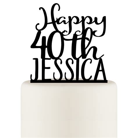 40th Birthday Cake Topper Happy 40th Cake Topper Personalized With N