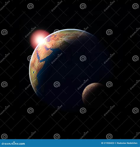 Planet Earth Sun And Moon Stock Illustration Illustration Of Astro