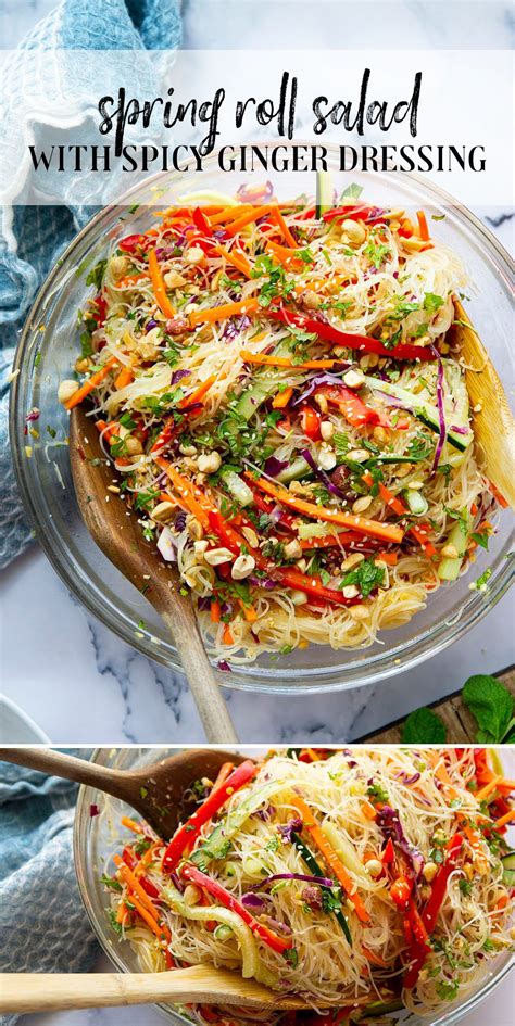 Spring Roll Salad With Spicy Ginger Dressing