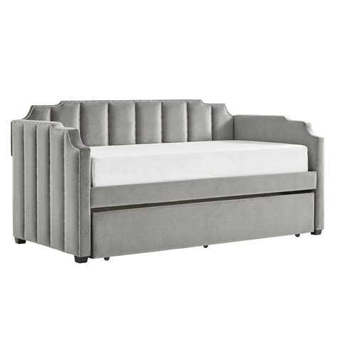 Shop Chareau Grey Velvet Upholstered Daybed And Trundle By Inspire Q