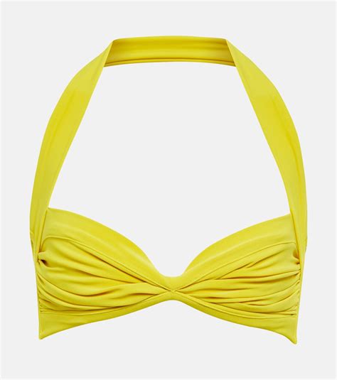 Bill Shirred Bikini Top In Yellow Norma Kamali Mytheresa