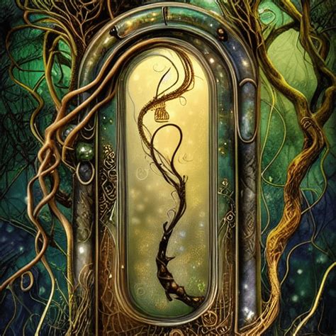 Beautiful Whimsical Art Nouveau Steampunk Spooky Magic Door In The