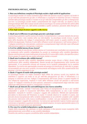 Paniere Con Domande E Risposte Di Psicologia Ecampus Set Domande