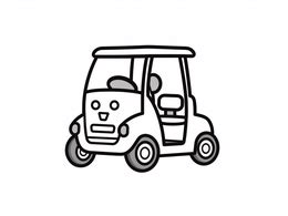 Whimsical Golf Cart Coloring Page - Coloring Page