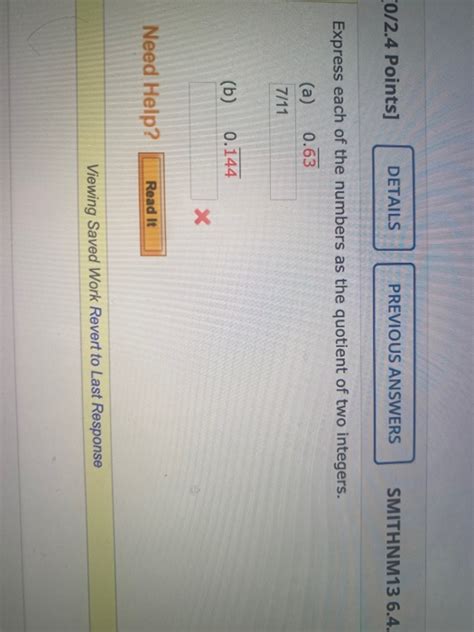 Solved Points Details Previous Answers Smithnm Chegg