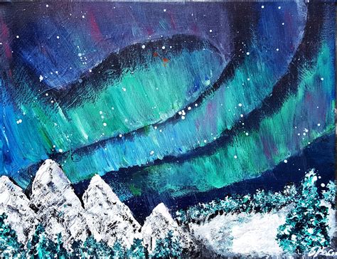 Aurora Borealis Acrylic Painting at PaintingValley.com | Explore ...