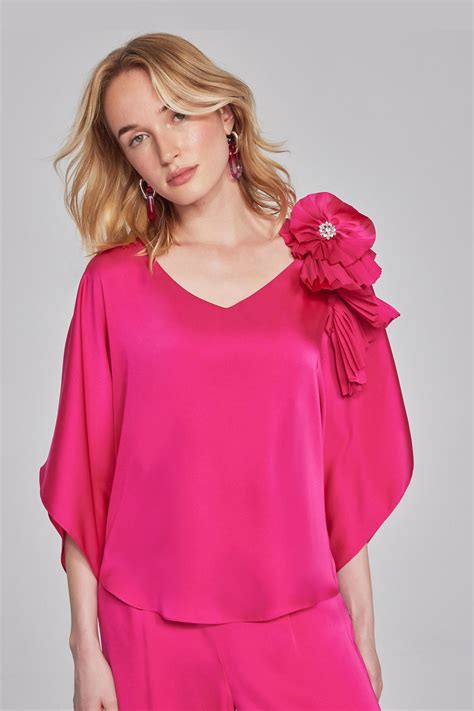 Joseph Ribkoff Satin Rosette Detail Top Chapman S Clothing