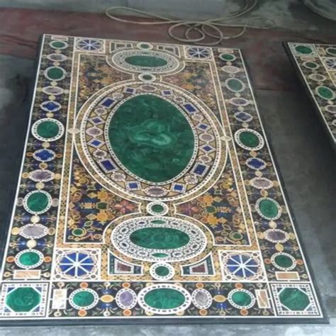 Black Pietra Dura Dining Table Top Material MARBLE AND SEMIPRECIOUS