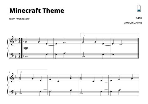 Minecraft Sheet Music C418 Easy Piano