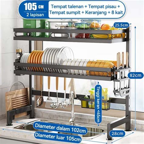 Jual Rak Piring Wastafel Dapur Stainlees Putih Rak Piring Susun