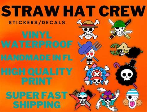 Straw Hat Luffy Crew Stickers One Piece Etsy