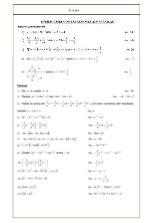 Solution Ejercitario Expresiones Algebraicas Studypool