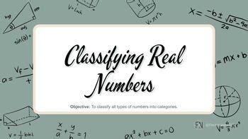 Algebra Classifying Real Numbers Notes With Corresponding Teaching