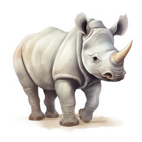 Premium Photo | Rhinoceros cartoon drawing on white background