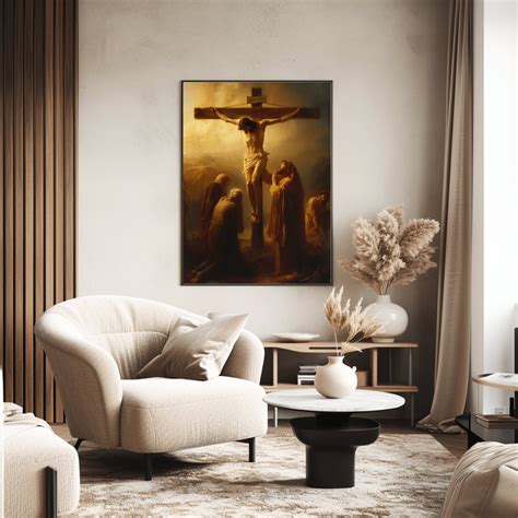 Victorian Jesus Crucifixion With Virgin Mary And Mary Magdalene Poster