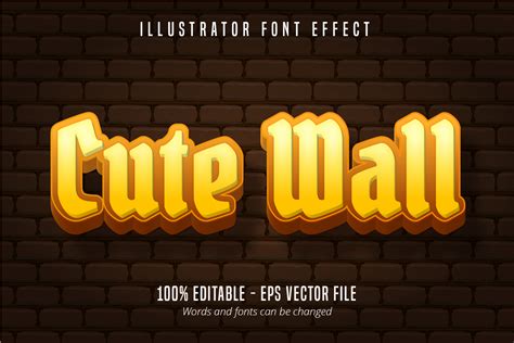 Cute Wall Text 3d Editable Font Effect Gráfico Por Mustafa Beksen