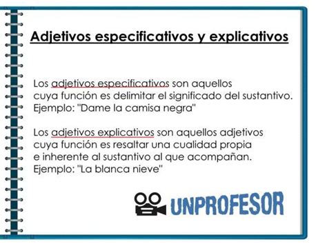 Tipos De Adjetivos Especificativos Y Explicativos Con Ejemplos