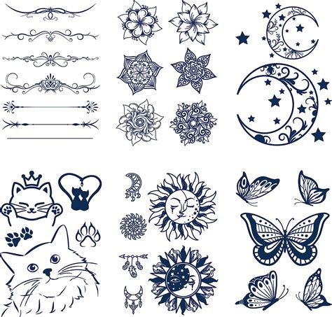 Tatouages Temporaires Pour Femmes 6 Feuilles Tattoo De Semi Permanents