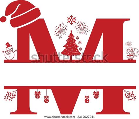 Letter M M Christmas Monogram Letter Stock Vector Royalty Free