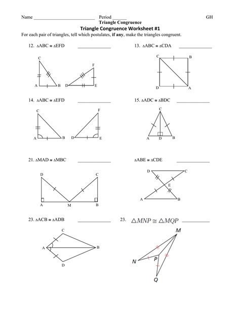 Congruent Triangles Worksheet With Answers Englishworksheet My Id