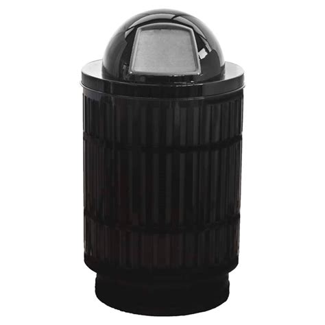 Trash Receptacle Round 40 Gallon Powder Coated Steel With Dome Top