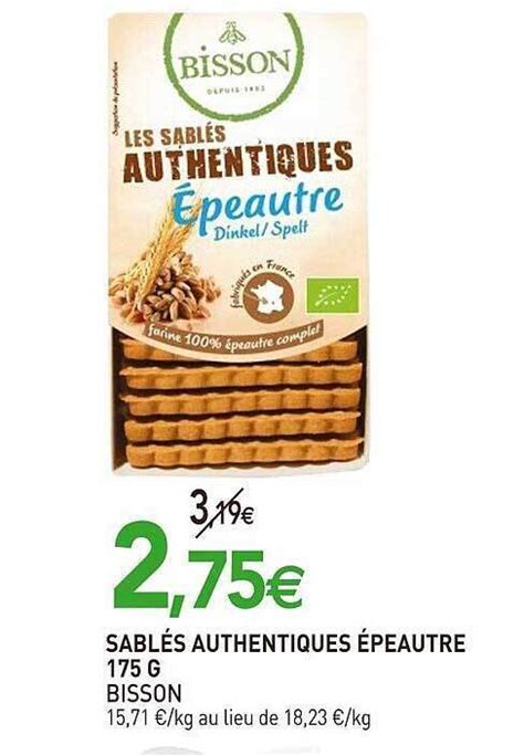 Promo Sablés authentiques épeautre 175 g bisson chez naturéO