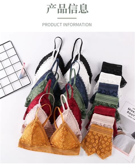 Wireless Bra Set With Panties Sexy Lingerie Set Lace Panties Set With Bra Adjustable Bralette