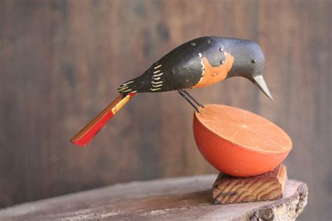 Hand Carved Baltimore Oriole On An Orange Bird Carving Carving