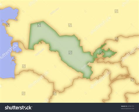 Map Uzbekistan Borders Surrounding Countries Stock Illustration