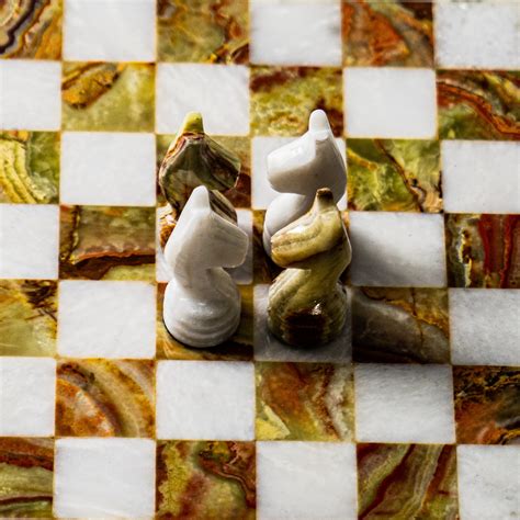 Marble Chess Set- White and Red/ Green Marble Chess Board with Pieces ...