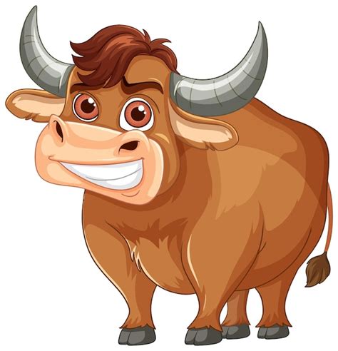 Premium Vector Smiling Cartoon Bull Illustration