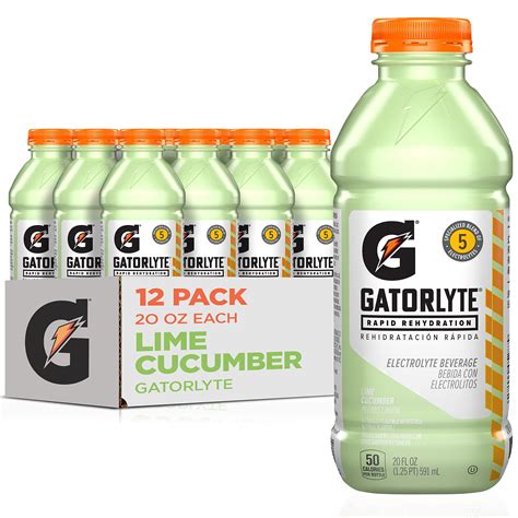 Gatorlyte Rapid Rehydration Electrolyte Beverage Lime Cucumber 20Oz