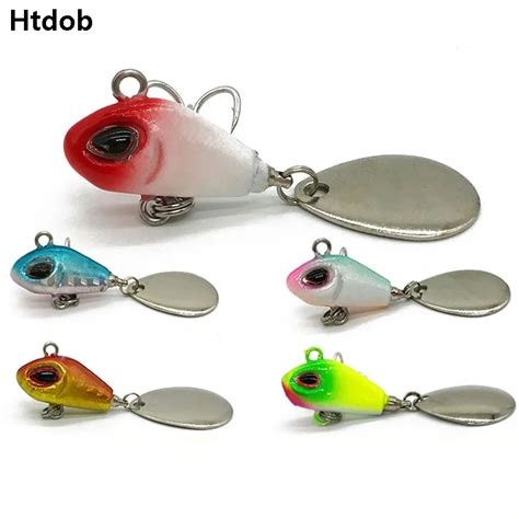 Htdob 5pcs 6g Metal Vib Fishing Lure Spinner Sinking Rotating Spoon Pin