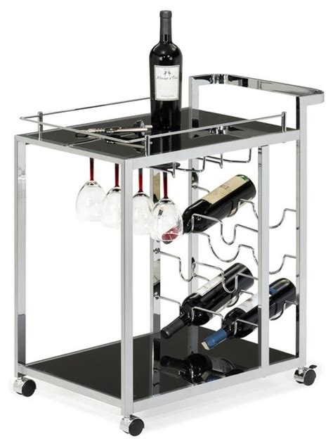 Wine Serving Cart With Stemware Rack Contemporary Bar Carts By Shopladder