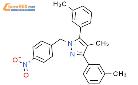 1006749 34 3 4 Methyl 1 4 nitro benzyl 3 5 di m tolyl 1H pyrazole化学式