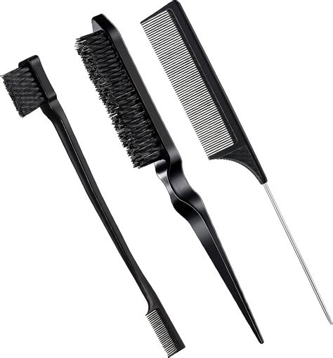 3 Pcs Slick Back Hair Brush Set Bristle Hair Brush Edge Control Brush Teasing Comb For Women