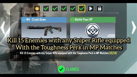 Kill 15 Enemies With Any Sniper Equipped With The Toughness Perk In MP