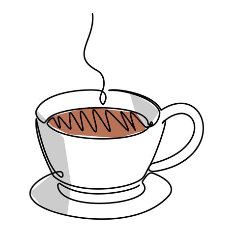 dibujo de una sola línea de una taza de café diseño de estilo de