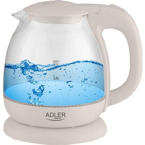 Adler AD1283C Bouilloire Électrique en Verre 1 Litre Intérieur Éclairé