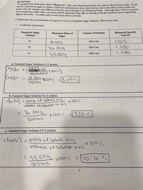 Solved Concentration In Ww Of Sugar In Each Drink