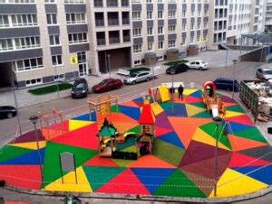 Резиновое покрытие для детских площадок купить в СПб цена за м2