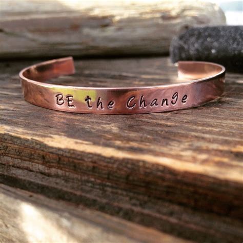 Copper Hand Stamped Cuff Personalized Copper Bracelet Custom Etsy