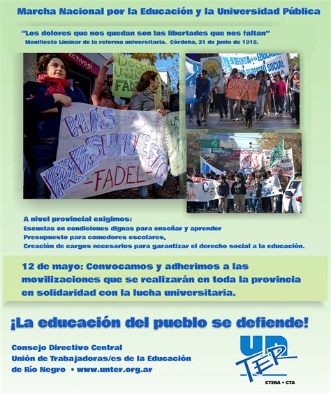 Marcha Nacional En Defensa De La Educaci N Y Universidad P Blica Unter