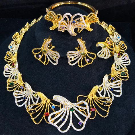 Godki Pcs Jingo Leaf Flower Luxury African Jewelry Sets For Women