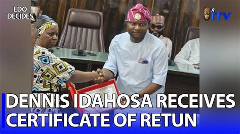 Inec Presents Certificate Of Return To Edo State Deputy Governor Elect