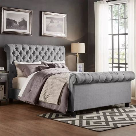 Grey Double Sleigh Bed Frame Free Delivery Bedsland Furniture