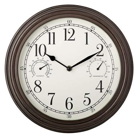 Westclox 12 Brown Indoor Outdoor Plastic Analog Qa Wall Clock With Temperature And Humidity