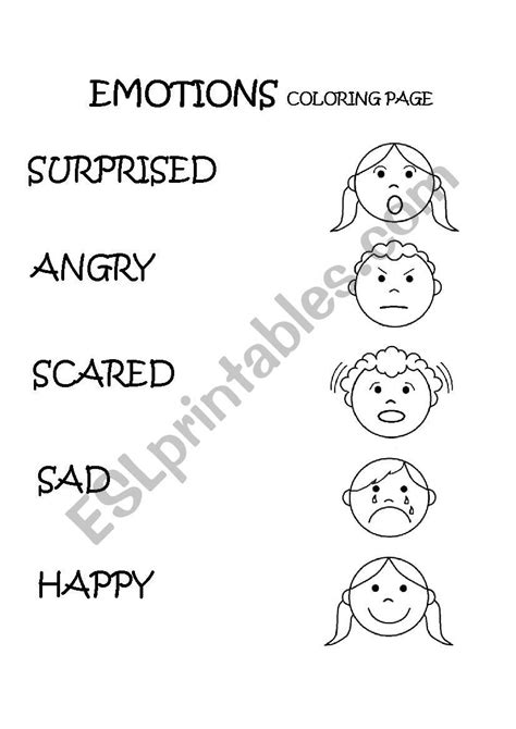 Emotions And Feelings Coloring Page Esl Worksheet By Dschoenfeld Teach Feelings List Of