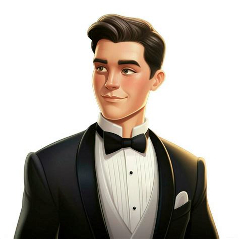 Man In Tuxedo D Cartoon Illustraton On White Background Stock