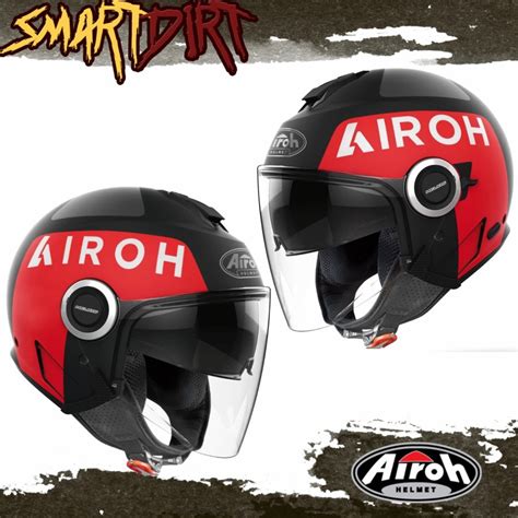 Jual Helm Airoh Helios Up Black Red Helm Half Face Airoh Helios